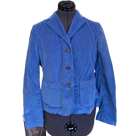 Lands End Corduroy Blazer Jacket Blue 8P Long Sleeve Pockets Sleeve Hem Button - Picture 1 of 13